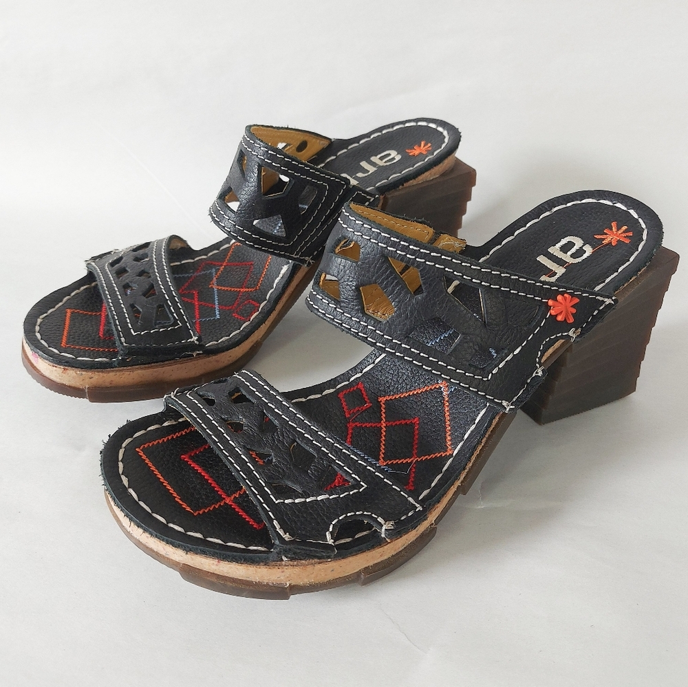The Art Company Heeled Sandals Size 37 EU Colorful Leather Natural Rubber Soles